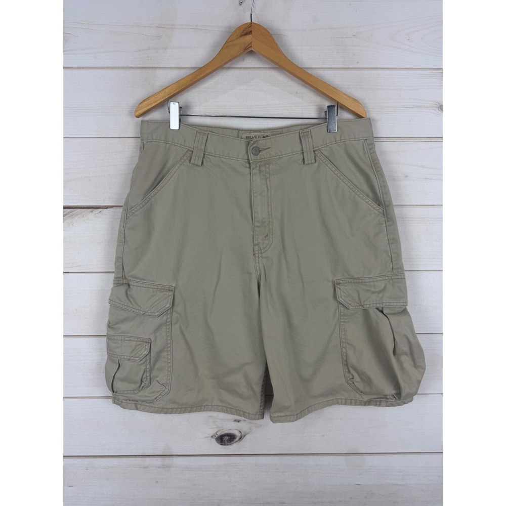 Levis SilverTab Khaki Cargo Shorts Mens 34 Tan Cotton Utility Relaxed Fit Y2K